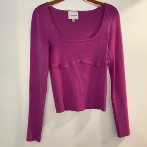 Pink Rose Pink Purple Long Sleeve Knit Top